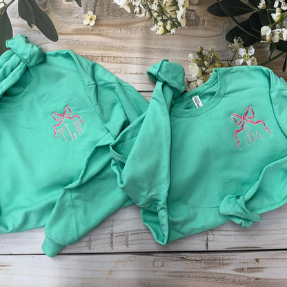 Preppy Monogrammed Embroidered Crewneck Sweatshirt