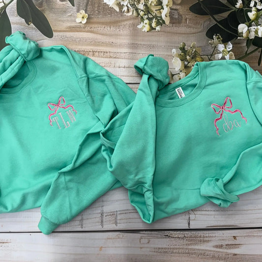 Preppy Monogrammed Embroidered Crewneck Sweatshirt