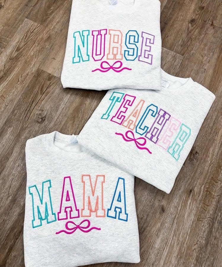 Mama, Nurse & Teacher Monogrammed Embroidered Tee