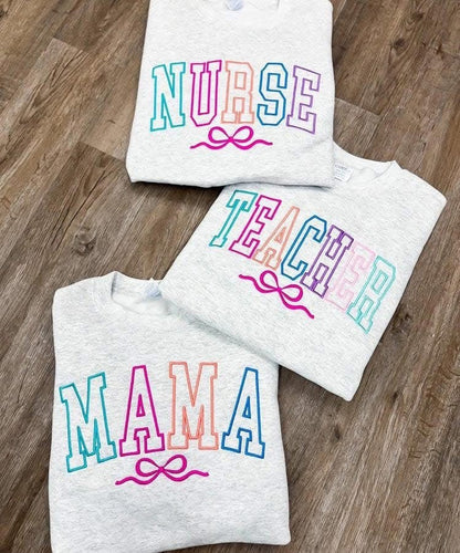 Mama, Nurse & Teacher Monogrammed Embroidered Tee