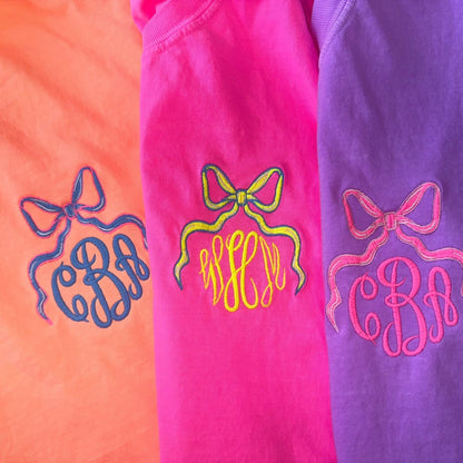 Classy Bow Monogrammed Embroidered Tee