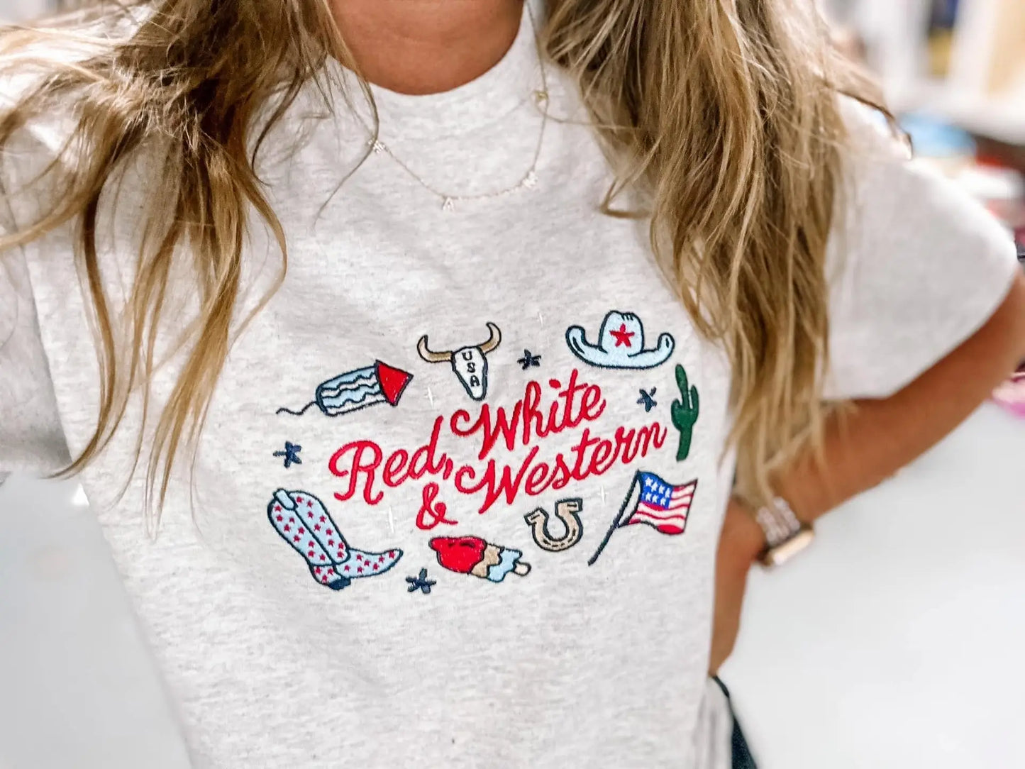 Red White & Western Embroidered Comfort Colors Tee