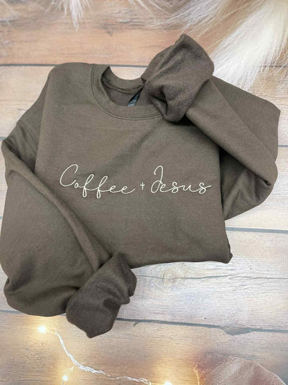Coffee + Jesus Embroidered Comfort Colors Tee