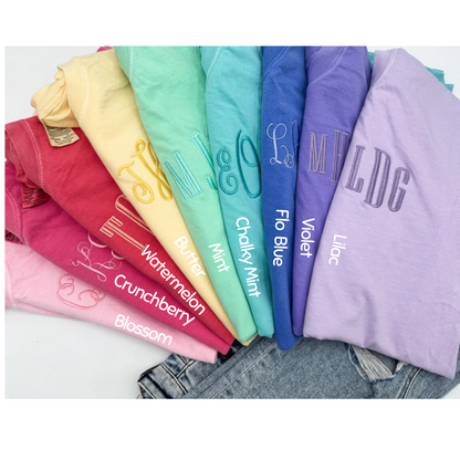 Comfort Colors Basic Monogram Embroidered Tee