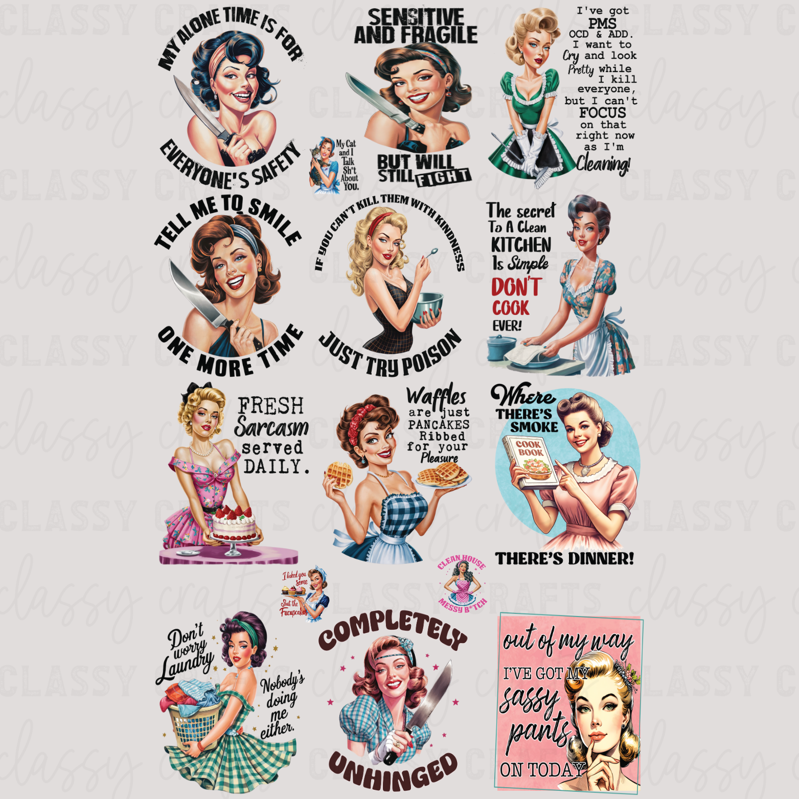 Sarcastic Retro Housewife- 30x48 -PREMADE GANG SHEET