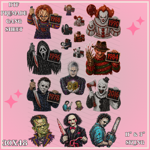 Rhinstone Scary Halloween - 30x48 - PREMADE GANG SHEET
