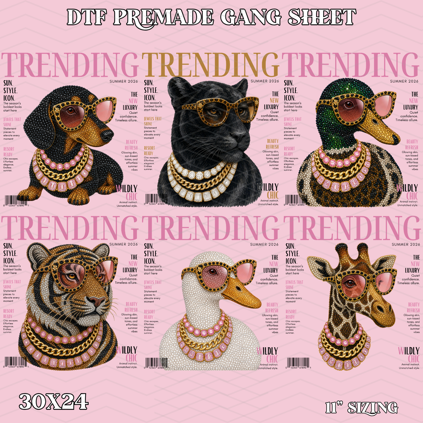 Trending Bougie Animals - 30x24 -  PREMADE GANG SHEET