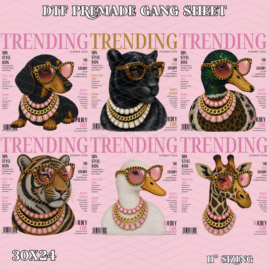 Trending Bougie Animals - 30x24 -  PREMADE GANG SHEET