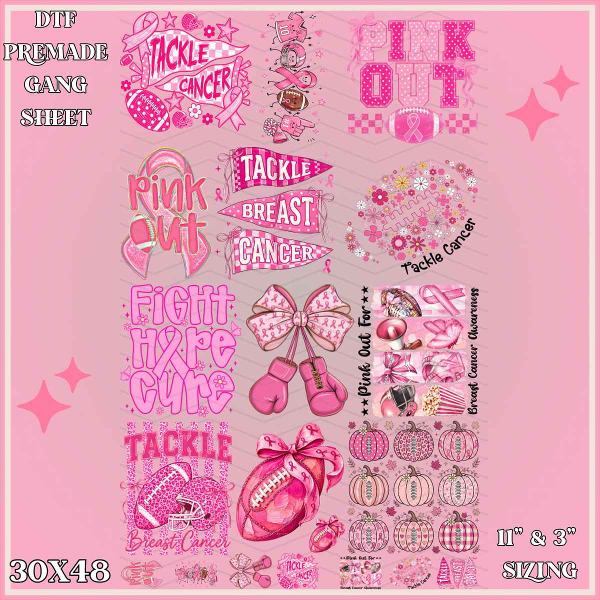 Tackle Breast Cancer -  30x48 - PREMADE GANG SHEET