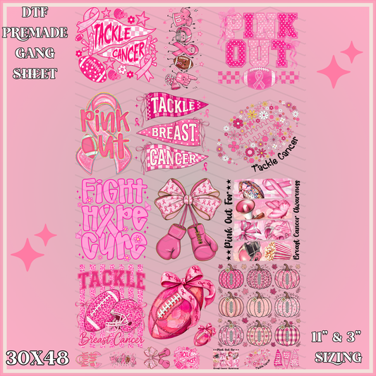 Tackle Breast Cancer -  30x48 - PREMADE GANG SHEET