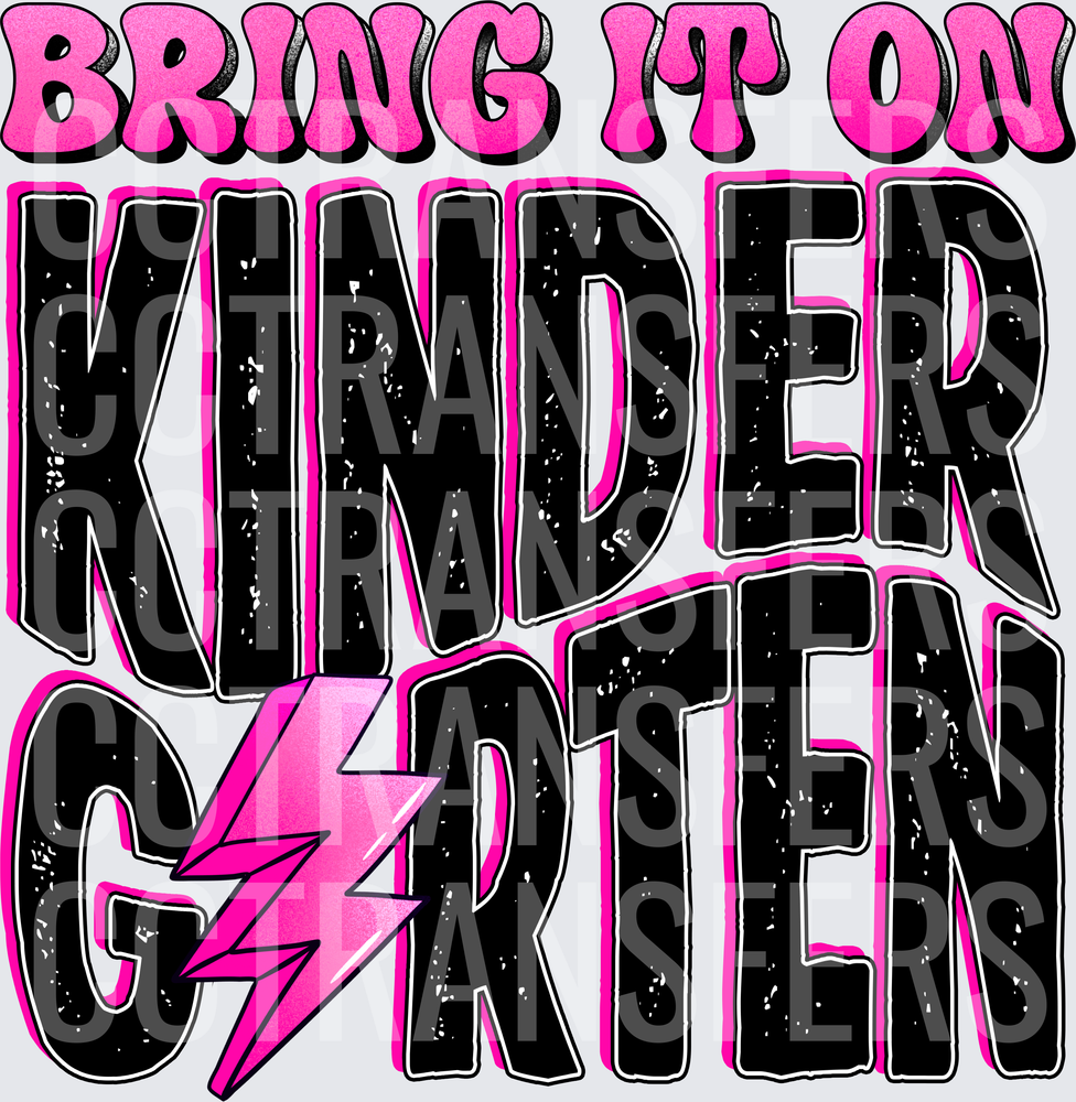 Bring It On Kindergarten Bold Pink Lightning Bolt (DTF)