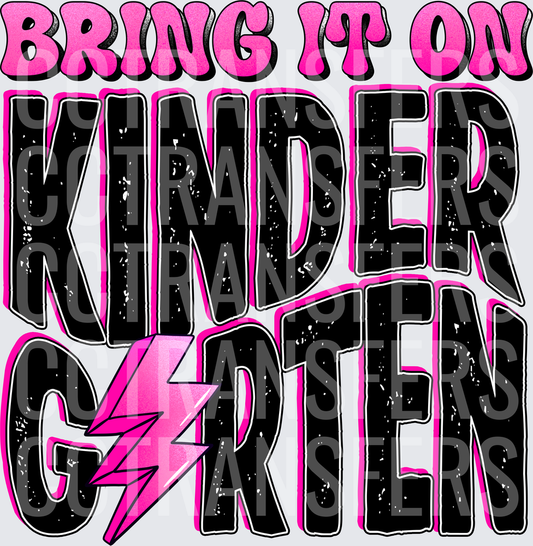 Bring It On Kindergarten Bold Pink Lightning Bolt (DTF)