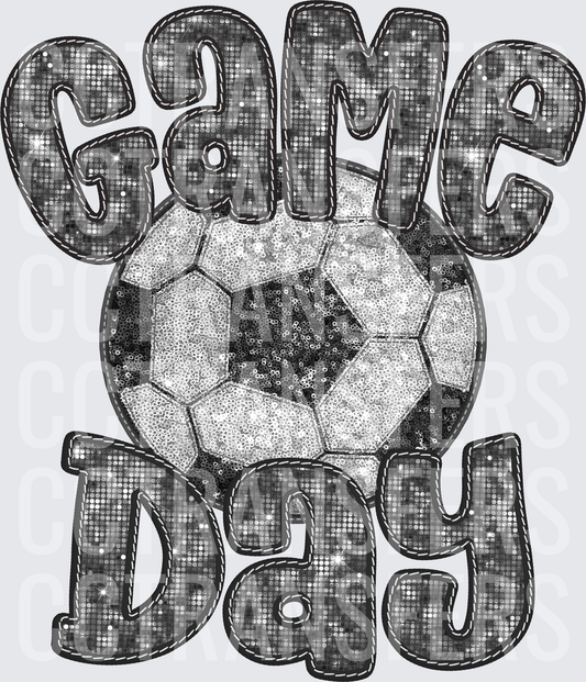 Game Day Faux Sequin Glitter Soccer Ball (DTF)