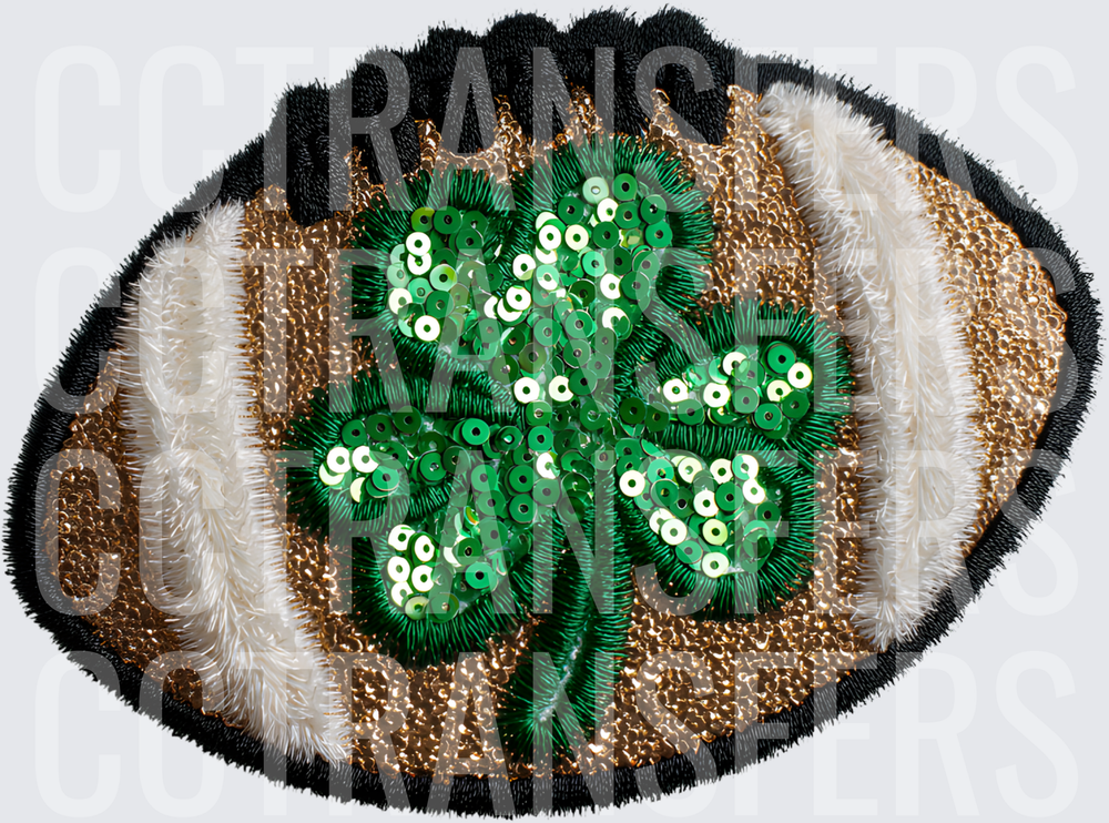 Sequin Green Shamrock Football Patch (DTF)