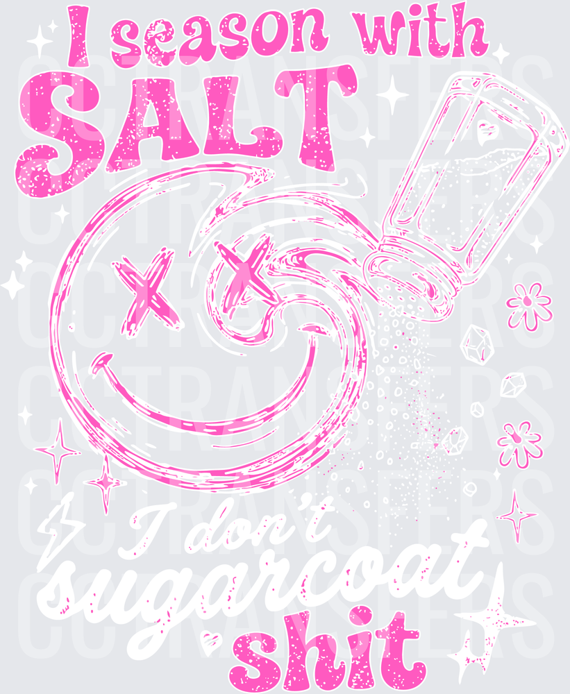 I Season With Salt Shit Distressed Smiley Face (DTF)
