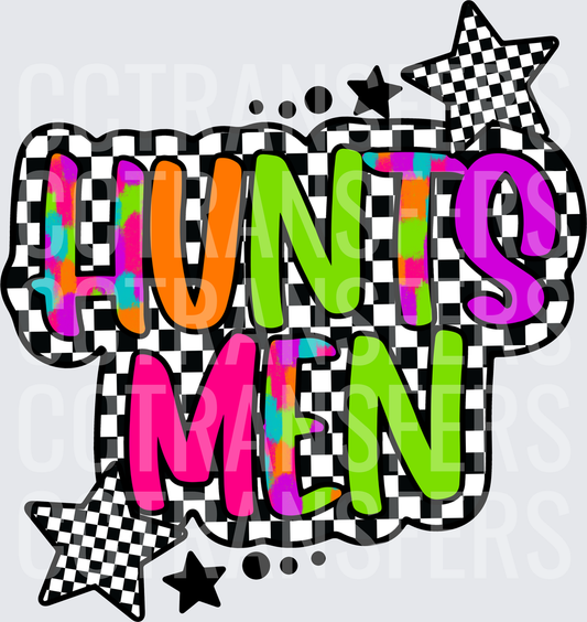 Huntsmen Bold Colorful Checkered Star Mascot Design (DTF)