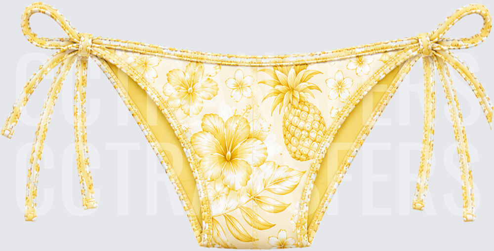 Yellow Tropical Hibiscus Pineapple Floral Pattern (DTF)