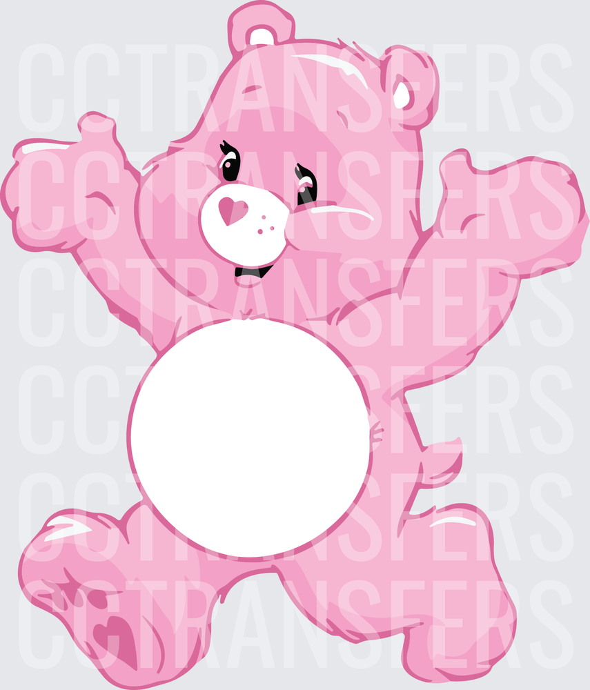 Pink Cartoon Bear Heart Nose Happy Dance Pose (DTF)
