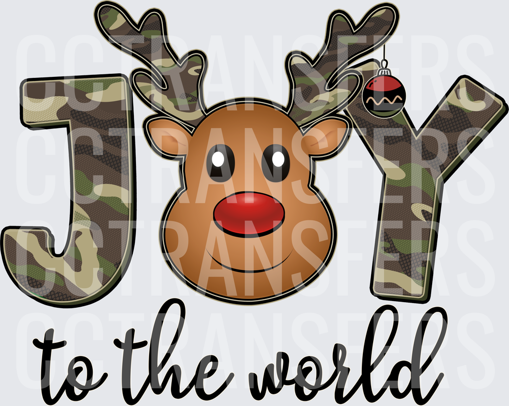 Joy To The World Camo Reindeer Red Nose Ornament (DTF)