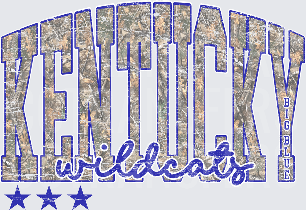 Kentucky Wildcats Big Blue Camo Distressed Stars (DTF)