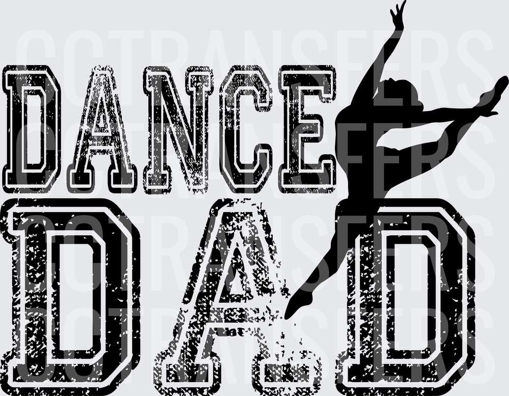 Dance Dad Distressed Varsity Silhouette Dancer (DTF)