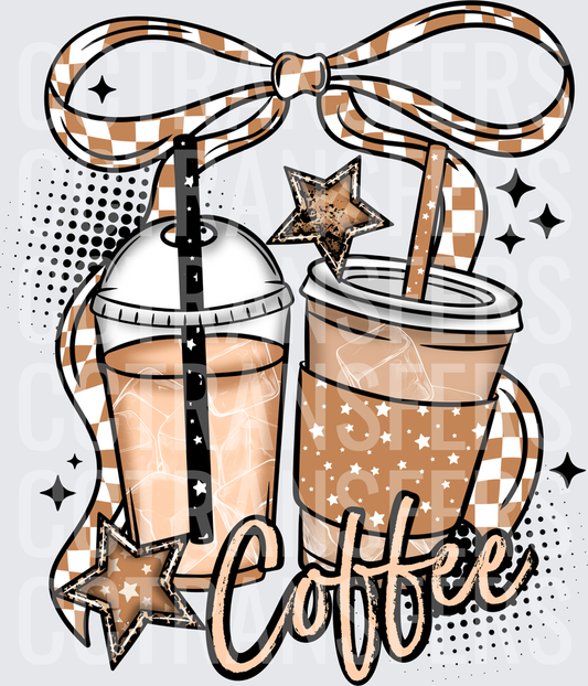 Coquette Bow Iced Coffee Cups Stars Coffee (DTF)