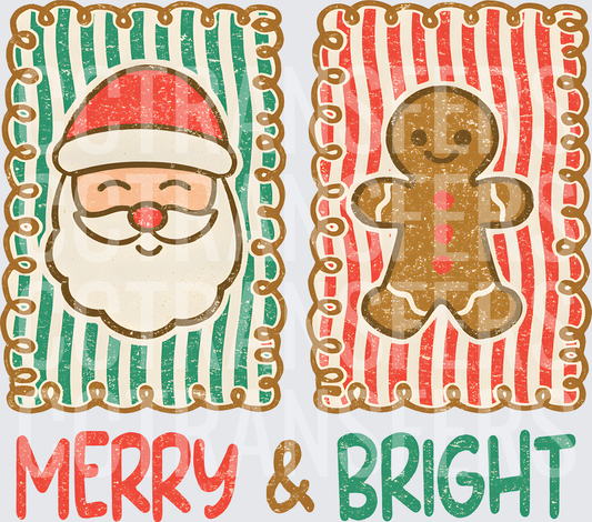 Merry & Bright Santa and Gingerbread Man Holiday (DTF)