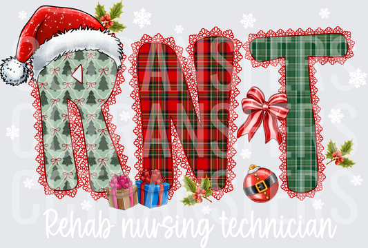 RNT Christmas Plaid Holiday Letters Santa Hat (DTF)