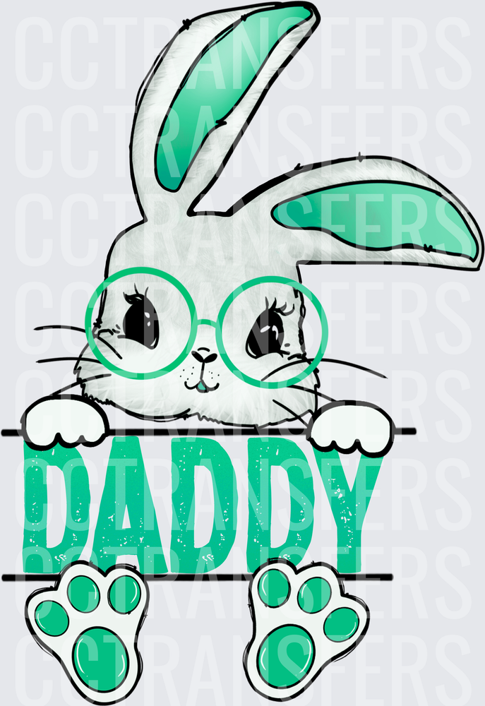 Cute Easter Bunny with Teal Glasses DADDY (DTF)
