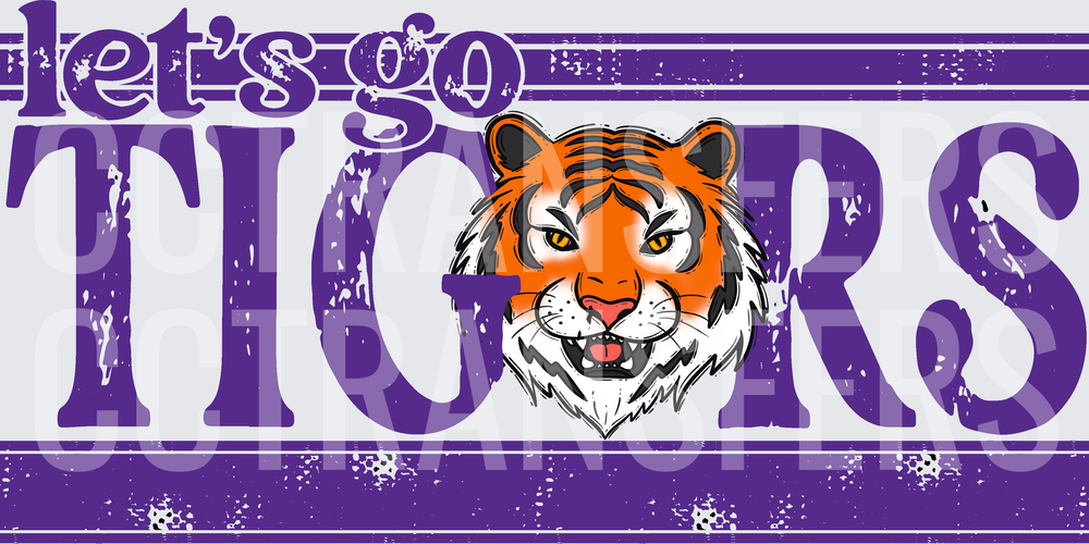 Let's Go Tigers Purple Distressed Spirit Design (DTF)