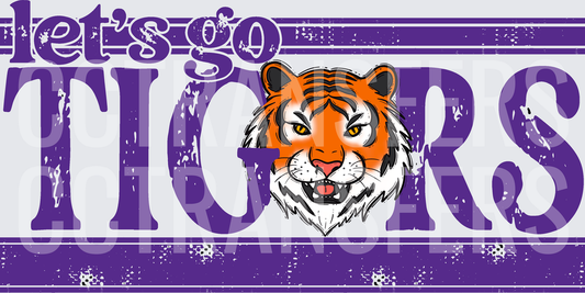 Let's Go Tigers Purple Distressed Spirit Design (DTF)