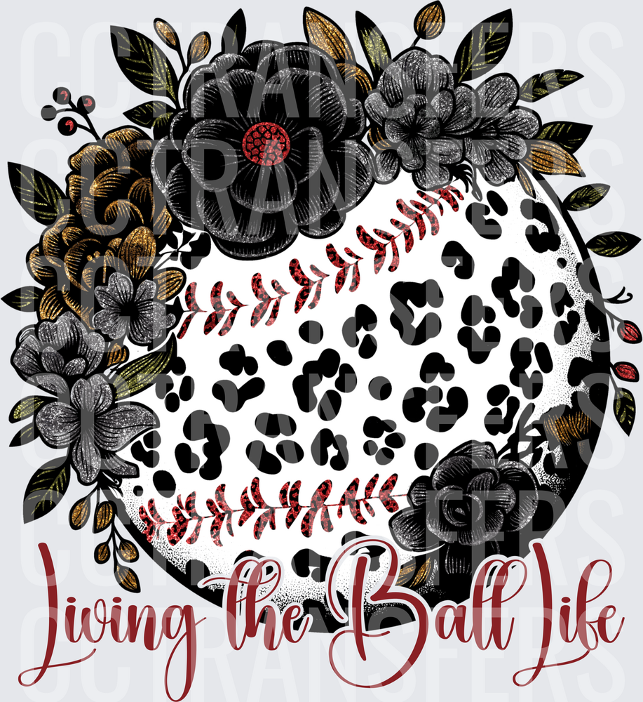 Living The Ball Life Leopard Baseball Floral (DTF)