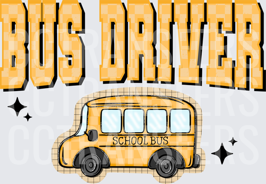 Bus Driver Checkered School Bus Sparkle Design (DTF)