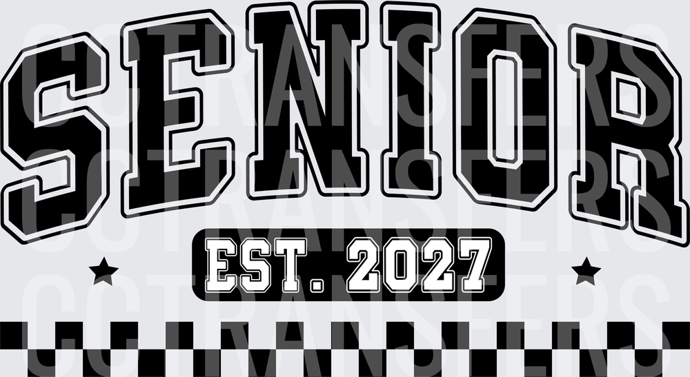 Senior EST. 2027 Varsity Arch Checkered Stars (DTF)