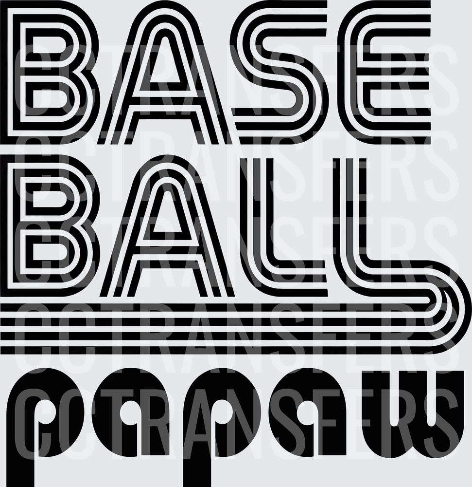 Retro Striped Baseball Papaw Bold Typography (DTF)