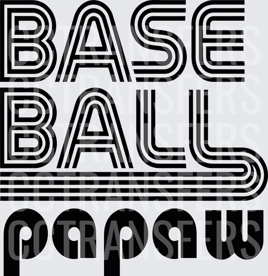 Retro Striped Baseball Papaw Bold Typography (DTF)