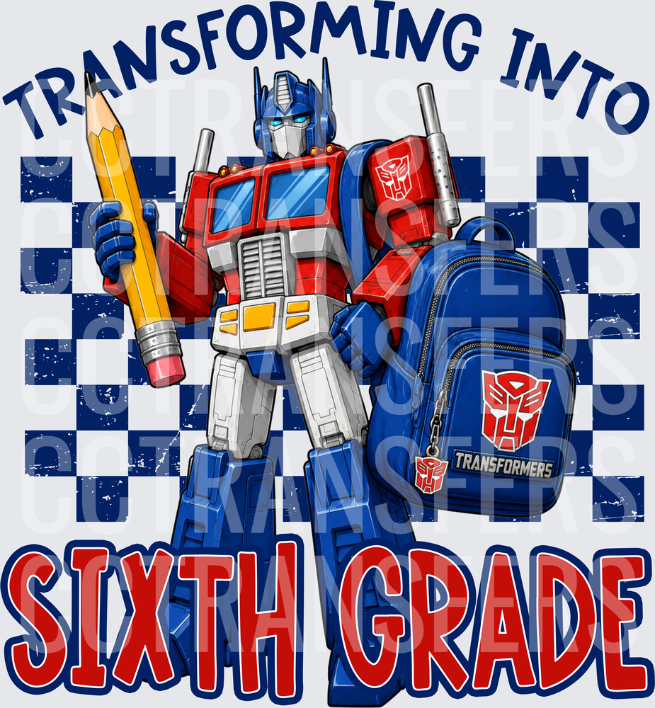 Transforming Into Sixth Grade Robot Backpack Pencil (DTF)