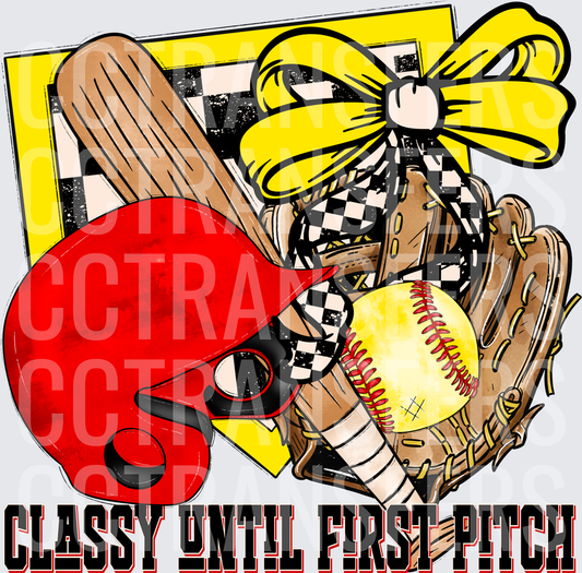 Classy Until First Pitch Softball Bat Glove Helmet Bow (DTF)