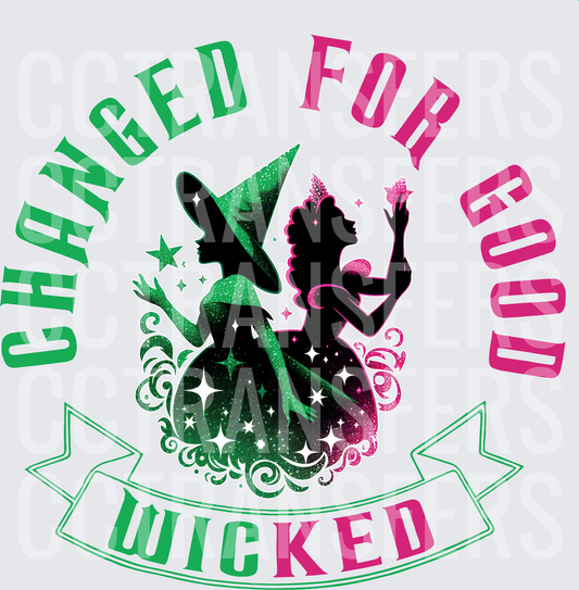 Changed For Good Wicked Witch and Good Witch Silhouette (DTF)