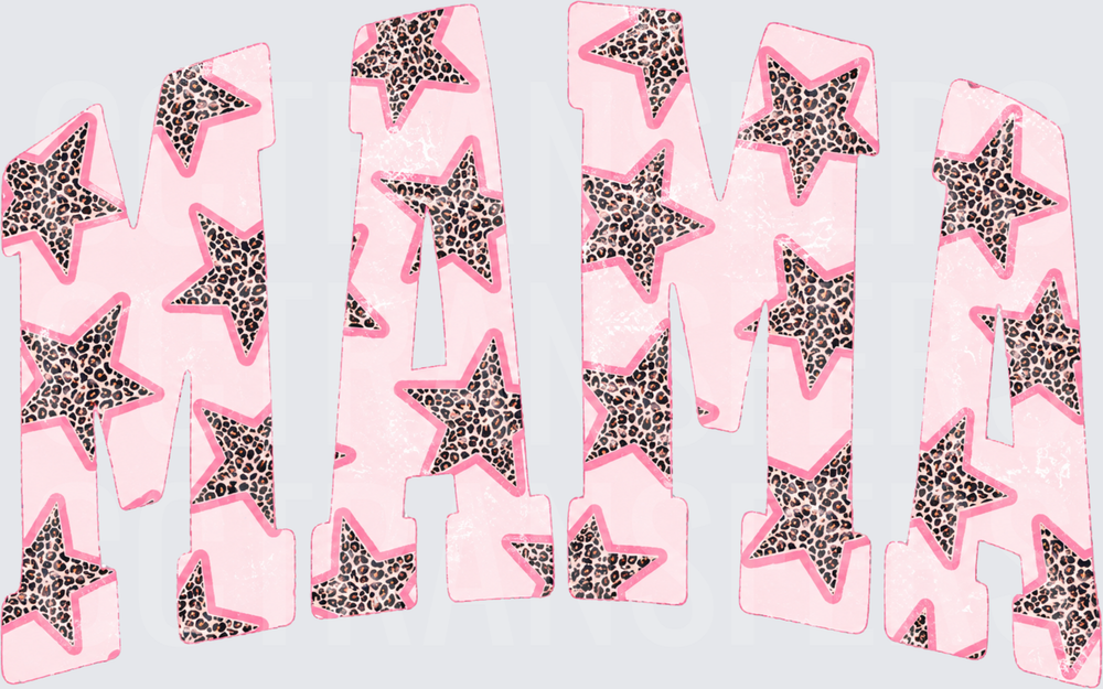 Mama Pink Leopard Star Bold Letter Design (DTF)