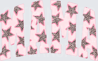 Mama Pink Leopard Star Bold Letter Design (DTF)