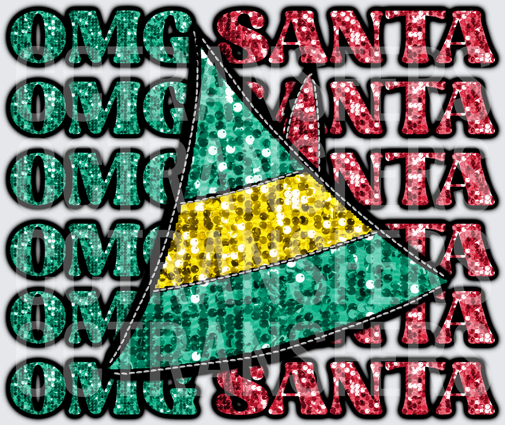 OMG Santa Sequin Elf Hat Christmas Glitter (DTF)