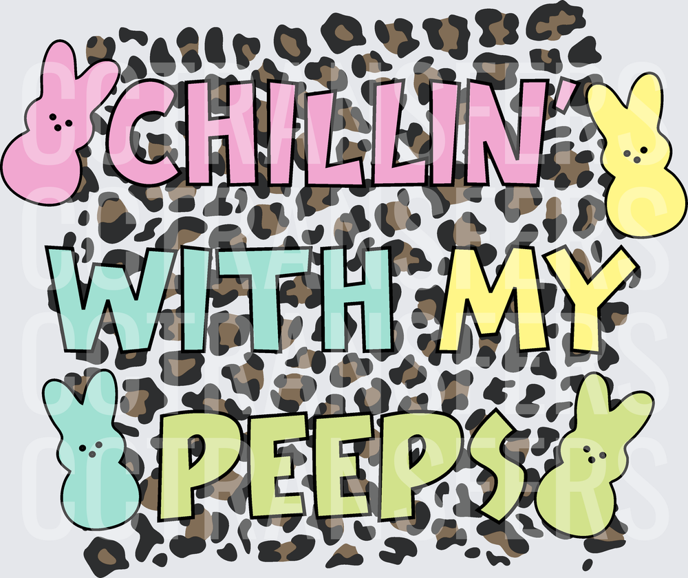 Chillin' With My Peeps Pastel Bunny Leopard Print (DTF)