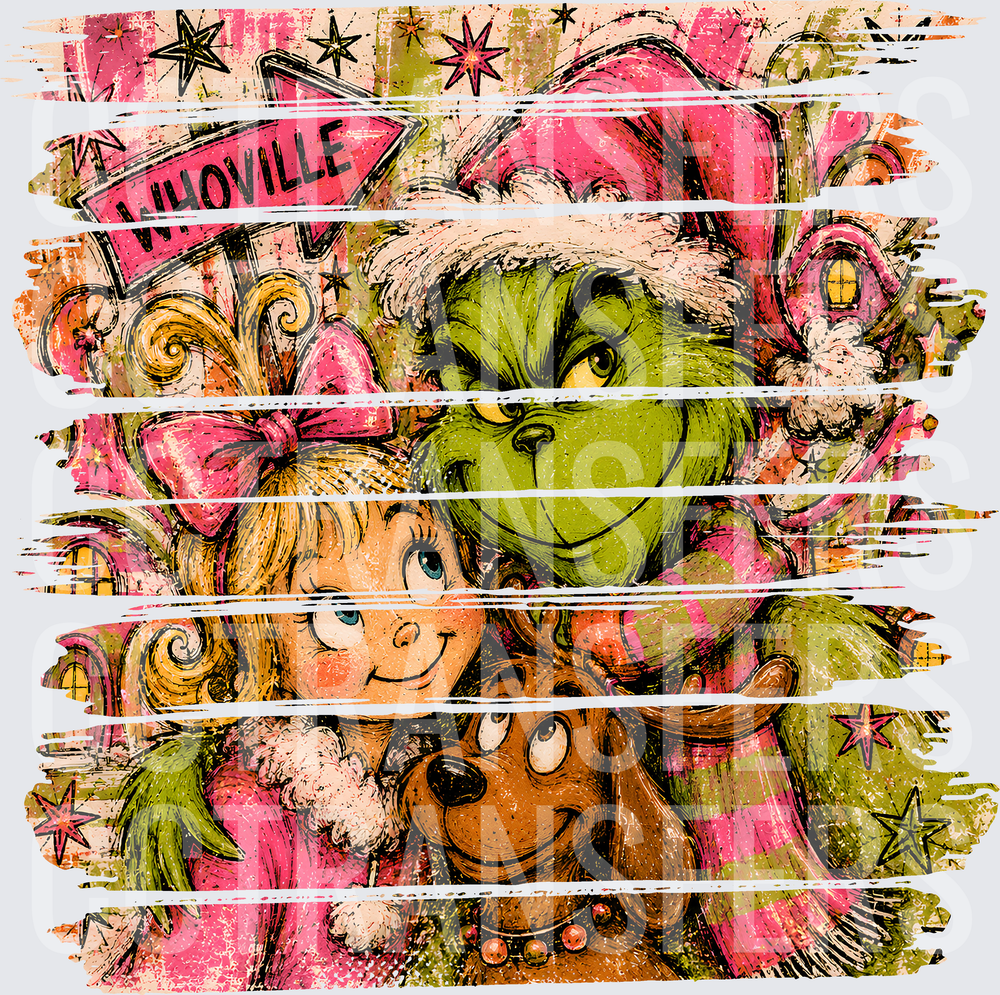 Whoville G-Man Cindy Lou Max Christmas Brush Stroke (DTF)
