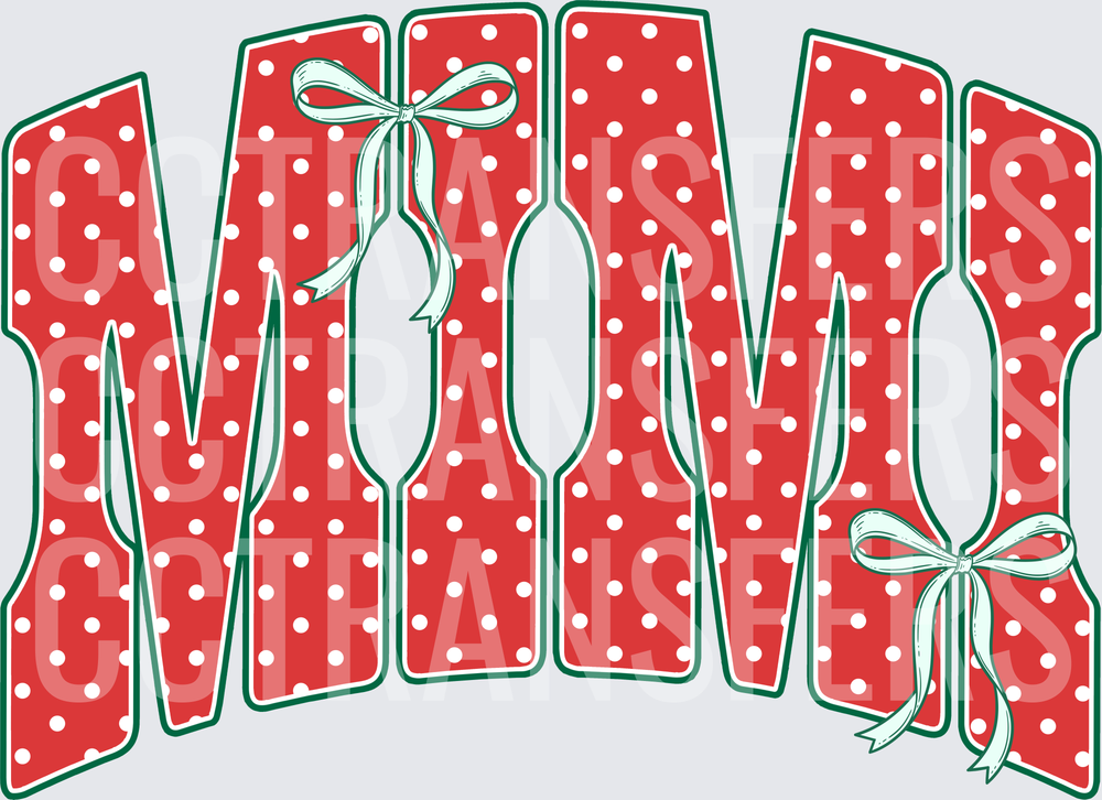 Mimi Red Polka Dot Letters with Mint Bows (DTF)