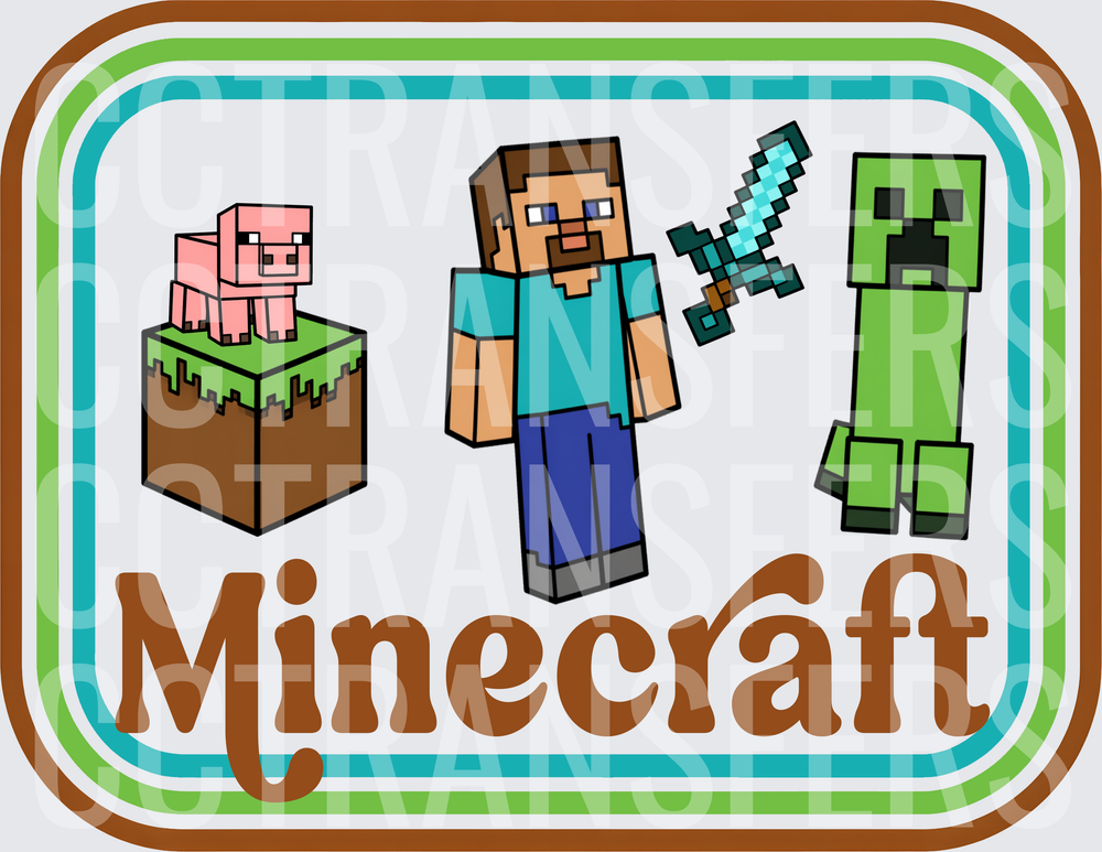 Steve Pig Creeper Block Badge Design (DTF)