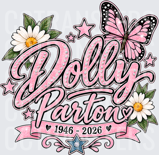1946-2026 Pink Glitter Butterfly Daisy (DTF)