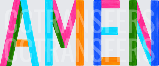 Bold Multicolor Block Letter AMEN Word Art (DTF)