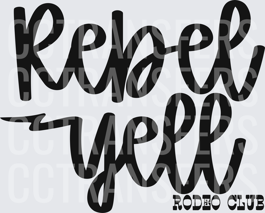 Rebel Yell Rodeo Club Bold Script Lightning Bolt (DTF)