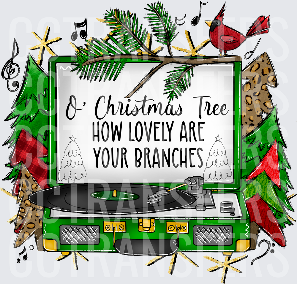 O Christmas Tree How Lovely Are Your Branches Record Player (DTF)